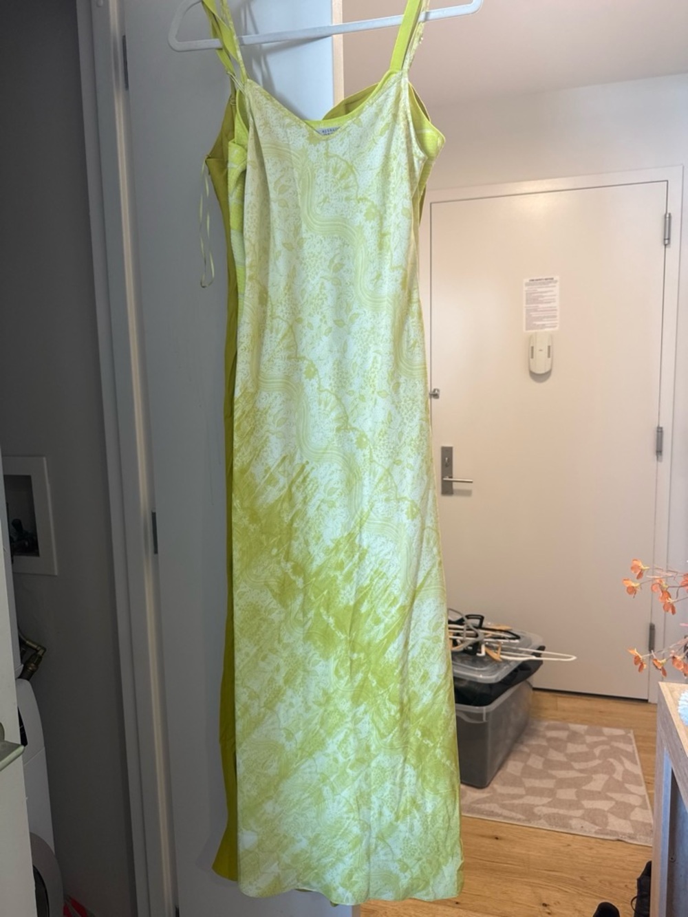 AllSaints Lime Green Paisley Slip Maxi Dress